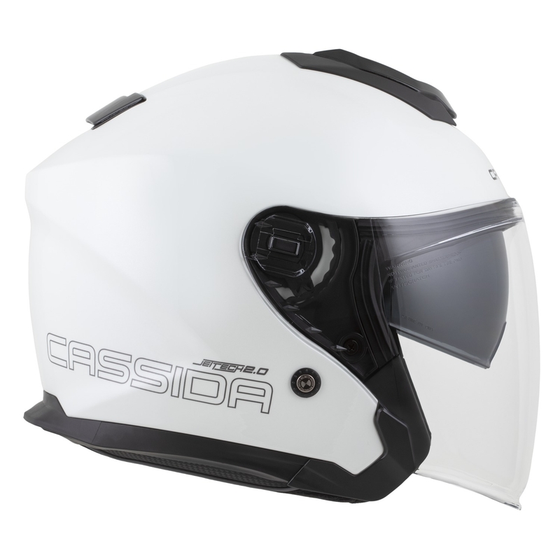 Cassida Jet Tech 2.0 Solid White-Black-Grey Avoin moottoripyöräilykypärä