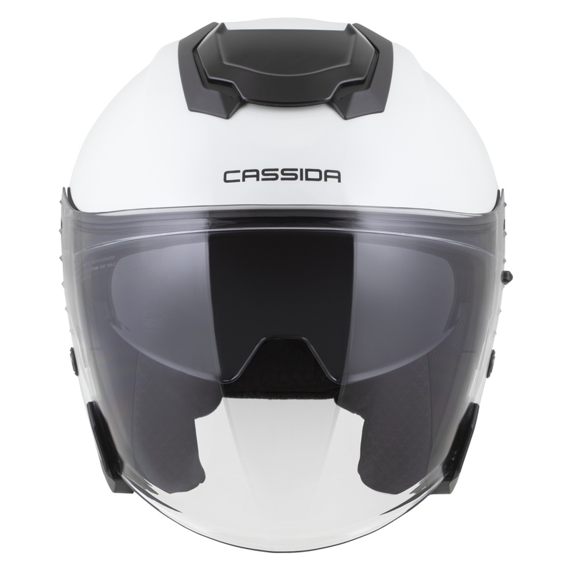 Cassida Jet Tech 2.0 Solid White-Black-Grey Avoin moottoripyöräilykypärä