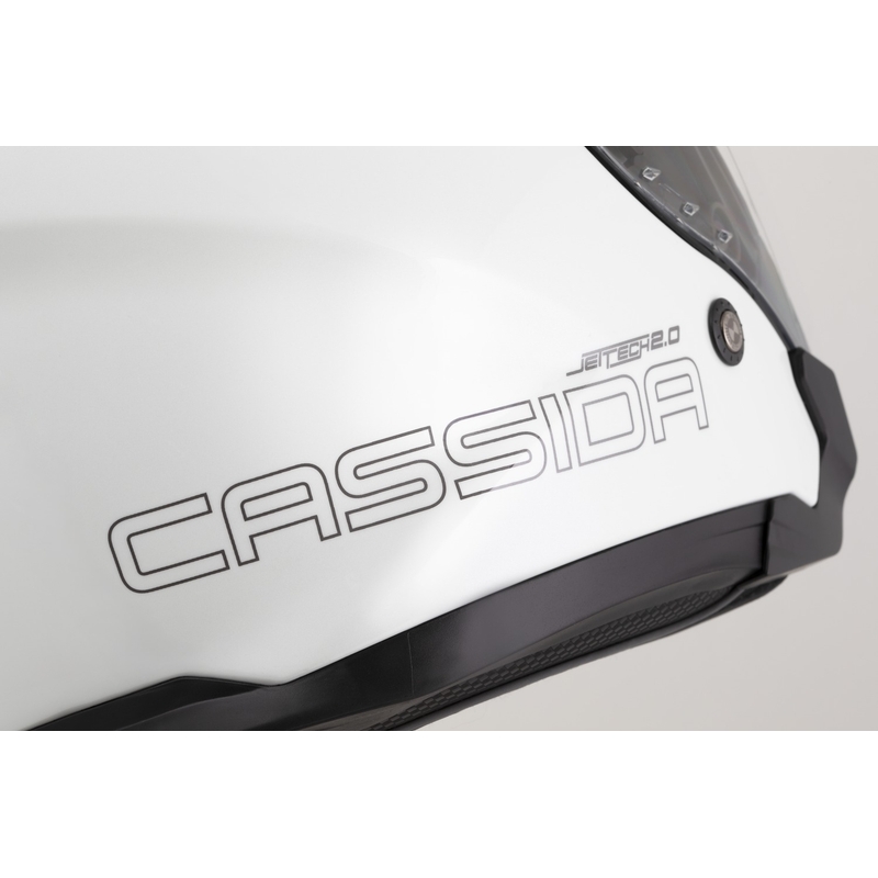 Cassida Jet Tech 2.0 Solid White-Black-Grey Avoin moottoripyöräilykypärä