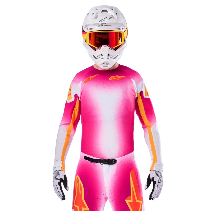 Alpinestars Supertech SX AFD rajoitettu painos MIG fluo vaaleanpunainen-valkoinen-oranssi motocross paita