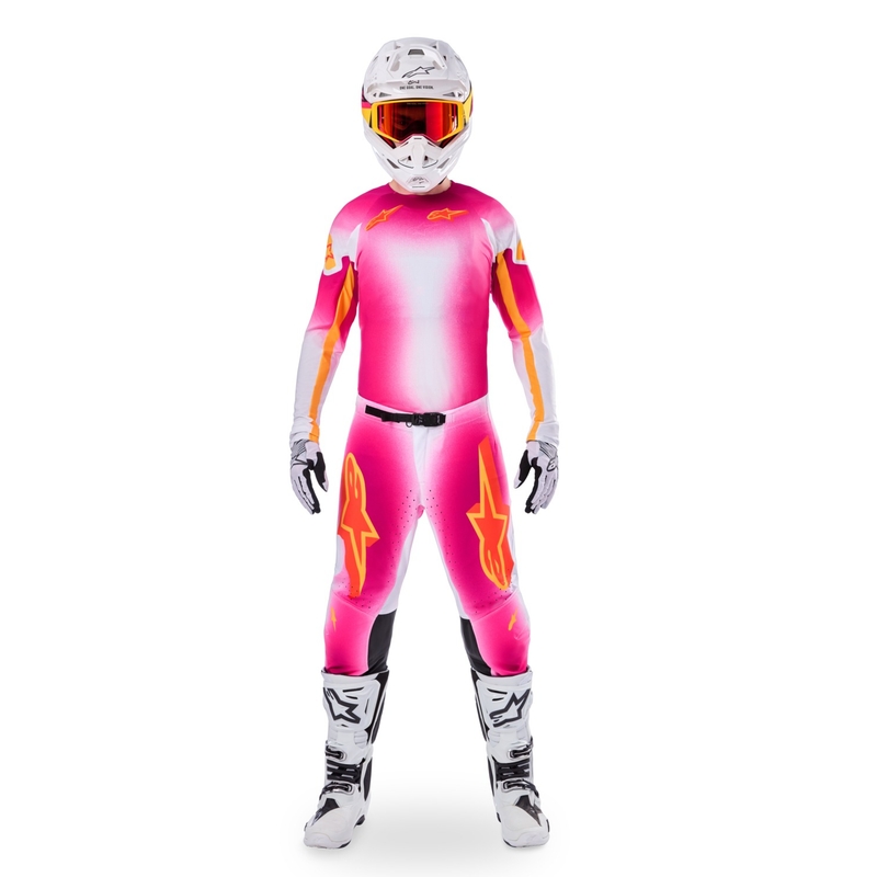 Alpinestars Supertech rajoitettu painos MIG fluo vaaleanpunainen-valko-oranssi motocross housut