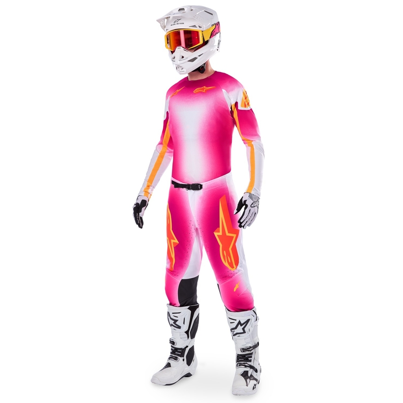 Alpinestars Supertech rajoitettu painos MIG fluo vaaleanpunainen-valko-oranssi motocross housut