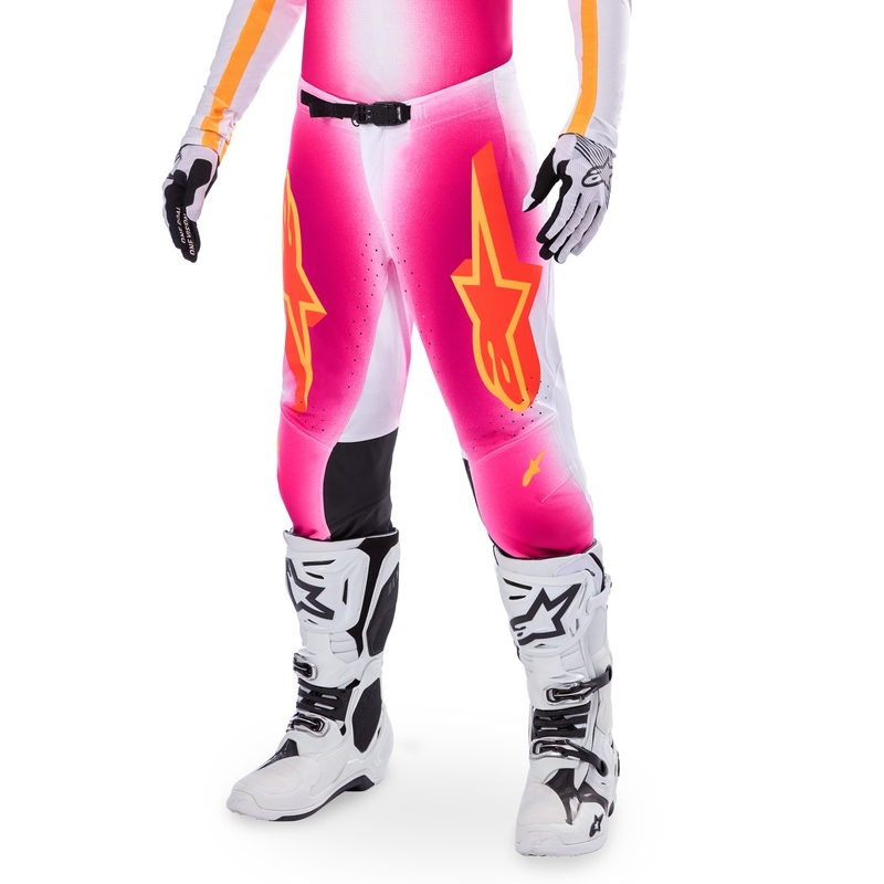 Alpinestars Supertech rajoitettu painos MIG fluo vaaleanpunainen-valko-oranssi motocross housut