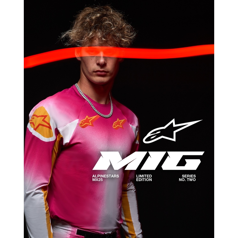 Alpinestars Supertech rajoitettu painos MIG fluo vaaleanpunainen-valko-oranssi motocross housut