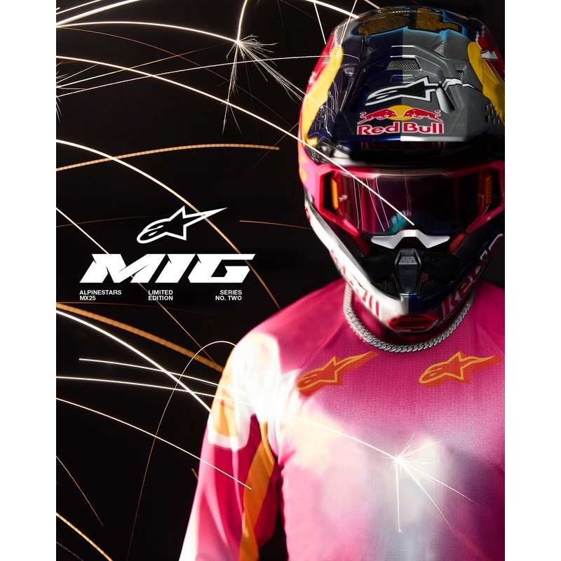 Alpinestars Supertech rajoitettu painos MIG fluo vaaleanpunainen-valko-oranssi motocross housut
