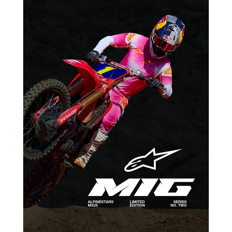 Alpinestars Supertech rajoitettu painos MIG fluo vaaleanpunainen-valko-oranssi motocross housut