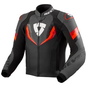 Revit Quantum 3 musta-fluo-punainen nahkainen moottoripyörätakki