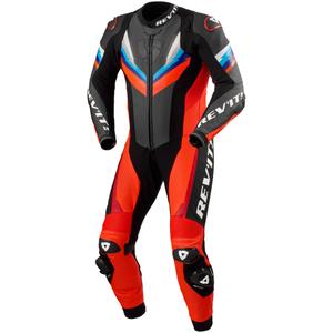 Revit Quantum 3 fluo-punainen/musta nahkainen moottoripyöräilyhaalari.