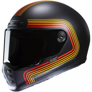 Integroitu moottoripyöräkypärä HJC V10 Foni MC1SF musta-punainen-oranssi