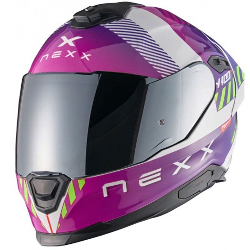 NEXX Y.100R Fade violetti ja valkoinen integroitu moottoripyöräilykypärä