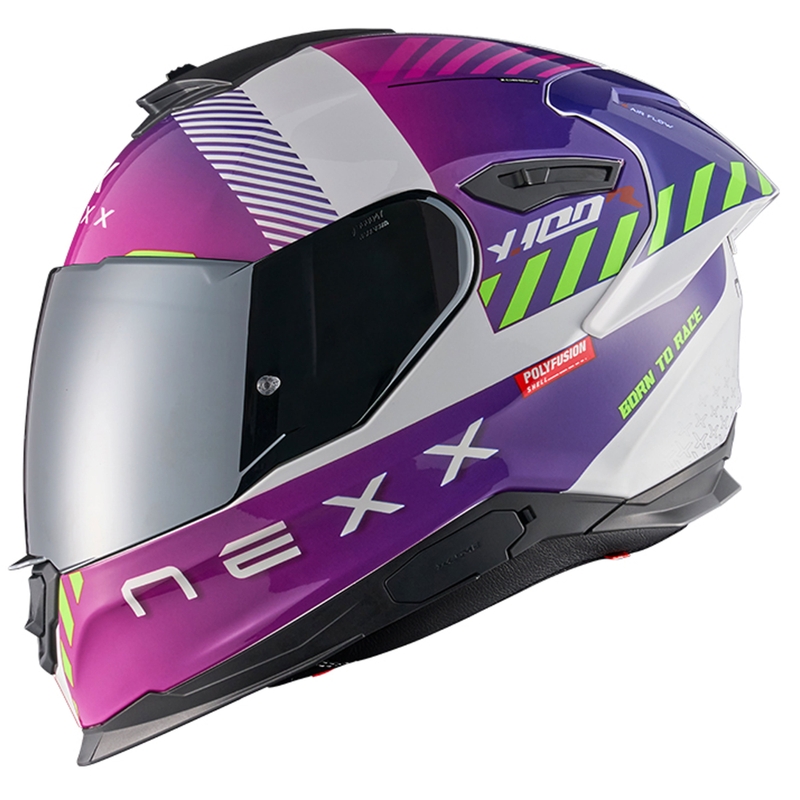 NEXX Y.100R Fade violetti ja valkoinen integroitu moottoripyöräilykypärä