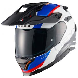 Enduro-moottoripyöräilykypärä NEXX Y.TRAVL Quest valkoinen-sininen-punainen