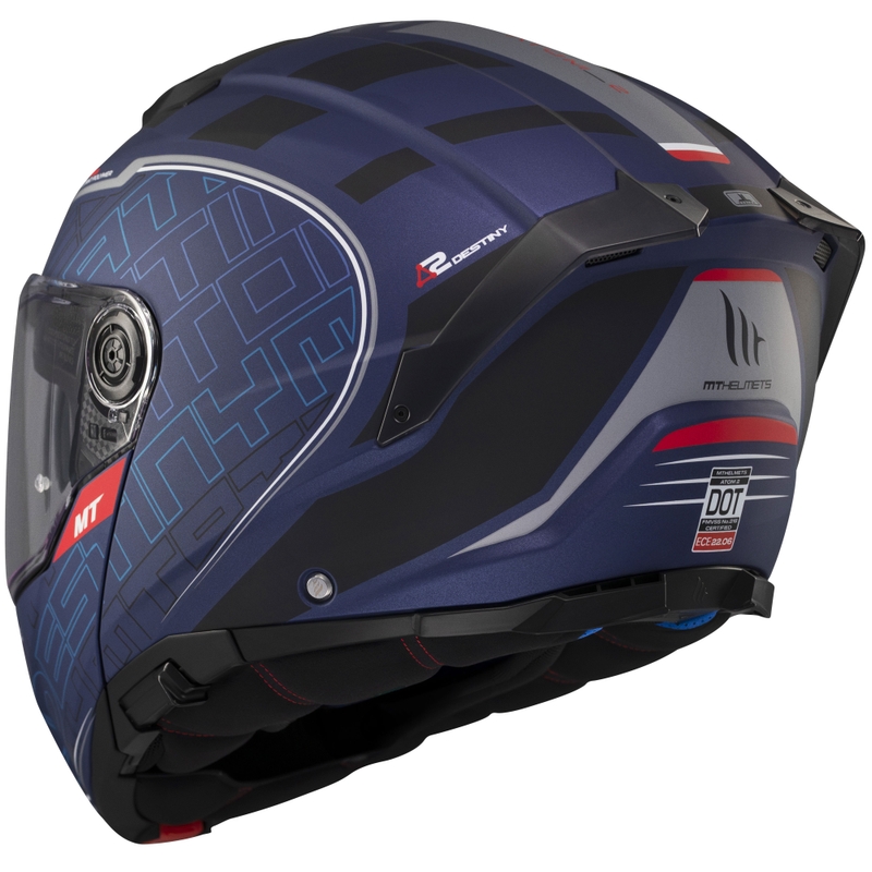 MT Atom 2 SV Destiny flip-up moottoripyöräilykypärä matta sininen-musta