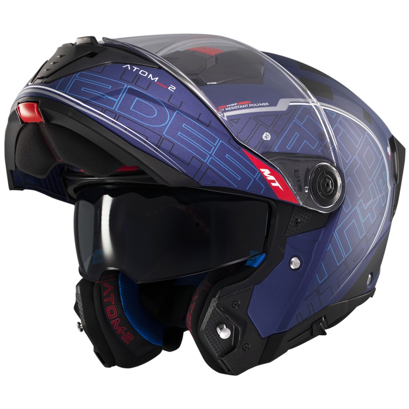 MT Atom 2 SV Destiny flip-up moottoripyöräilykypärä matta sininen-musta