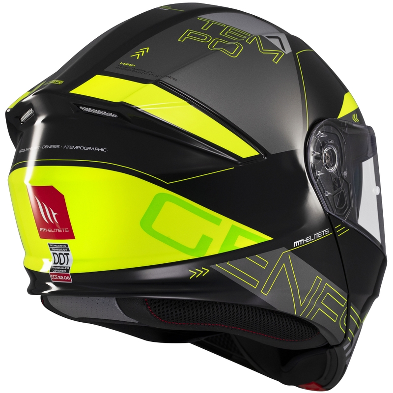 MT Genesis SV Atempo musta-harmaa-fluo-keltainen flip-up moottoripyöräilykypärä