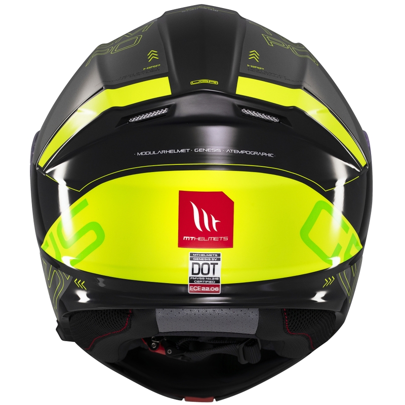 MT Genesis SV Atempo musta-harmaa-fluo-keltainen flip-up moottoripyöräilykypärä