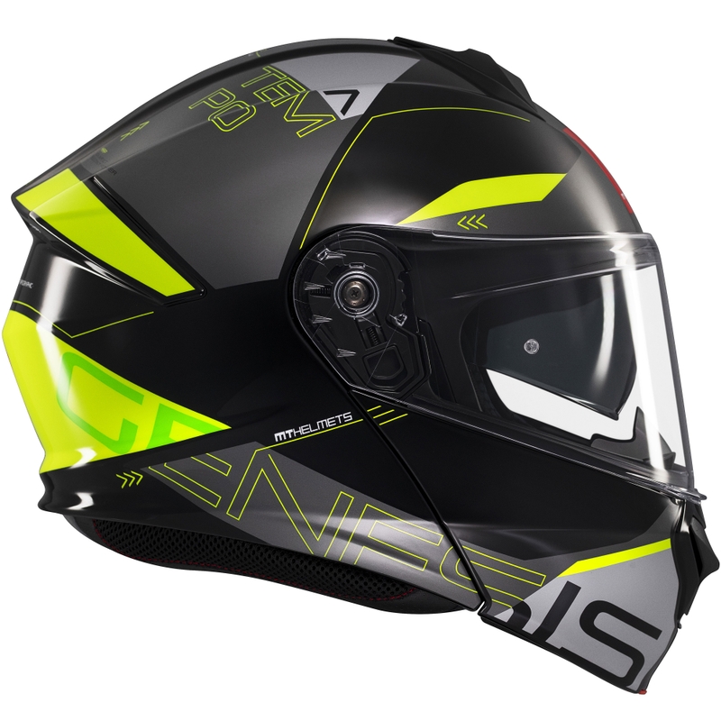 MT Genesis SV Atempo musta-harmaa-fluo-keltainen flip-up moottoripyöräilykypärä