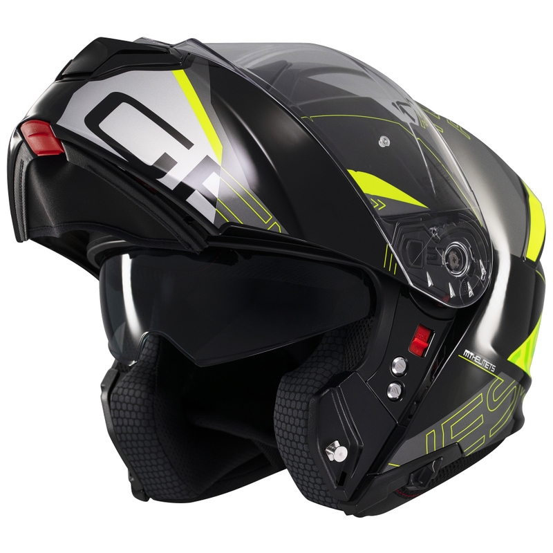 MT Genesis SV Atempo musta-harmaa-fluo-keltainen flip-up moottoripyöräilykypärä