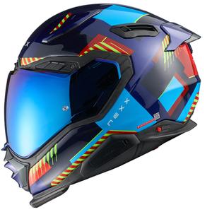 Nexx X.WST3 Fluence sinipunainen integroitu moottoripyöräilykypärä