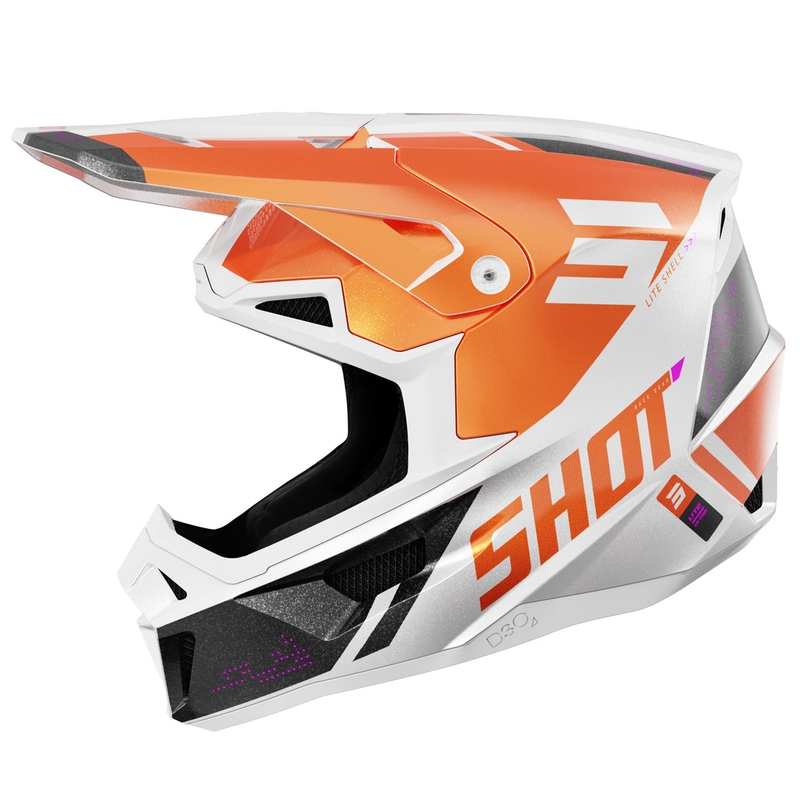 Motocross kypärä Shot Lite Ultra helmiäisoranssi