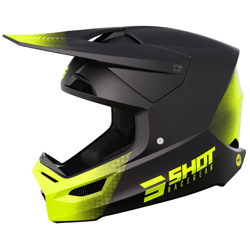 Motocross kypärä Shot Race Raw musta-fluo keltainen matta alennusmyynti