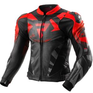 Rebelhorn Inferno musta-fluo-punainen nahkainen moottoripyörätakki