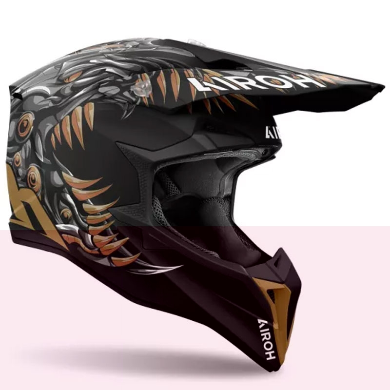 Motocross kypärä Airoh Wraaap Cyborg mattamusta