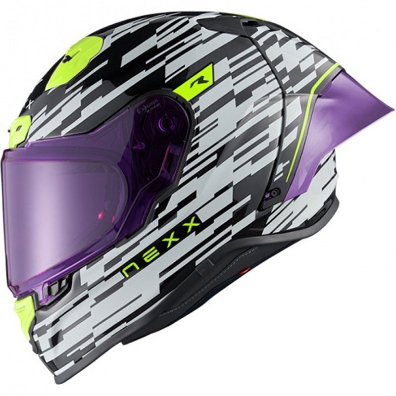 Integraalinen moottoripyöräilykypärä Nexx X.R3R Glitch Racer valkoinen-fluo keltainen alennusmyynti