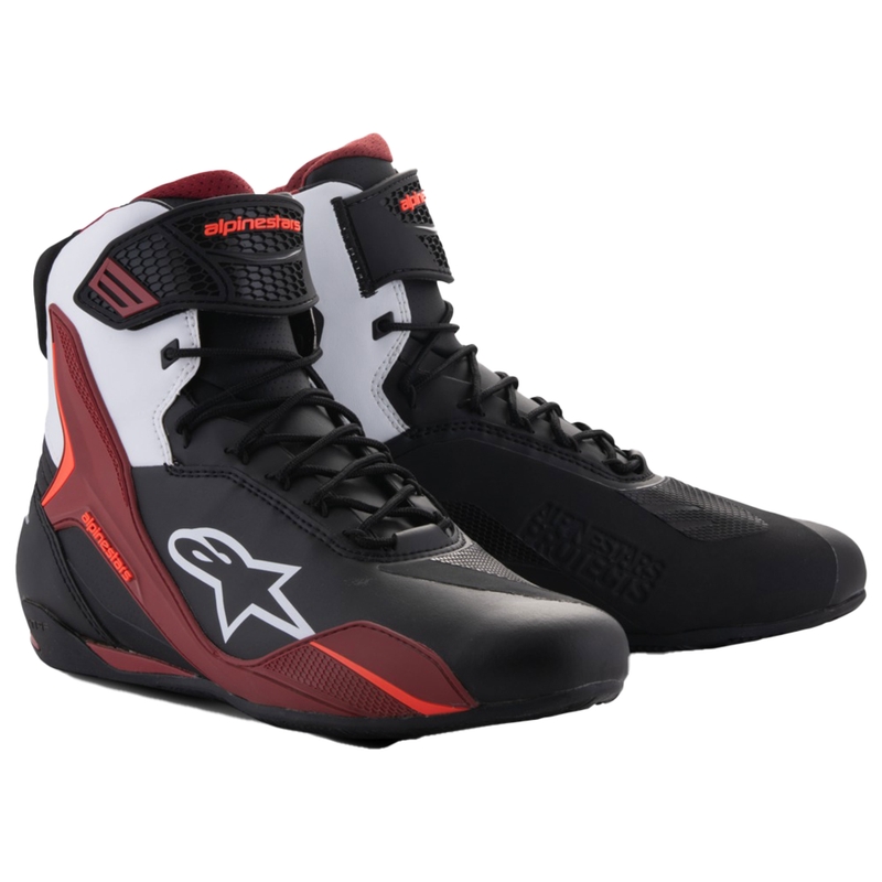 Alpinestars Faster-4 musta-valkoinen-tummanpunainen moottoripyörä saappaat