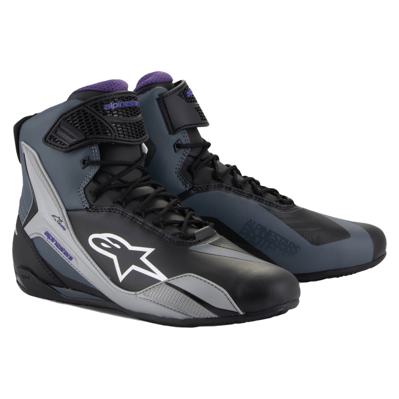 Naisten Alpinestars Stella Faster-4 Musta-Harmaa-Lila Moottoripyöräsaappaat