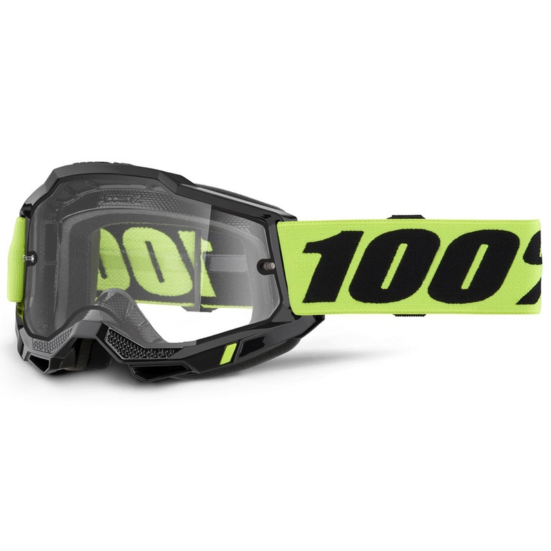 Motocross-lasit 100% ACCURI 2 Enduro keltaiset kaksinkertaisella kirkkaalla pleksillä.