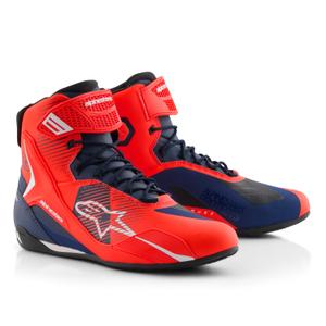 Alpinestars Faster-4 collection MM93 fluo punainen-sininen-valkoinen moottoripyöräsaappaat
