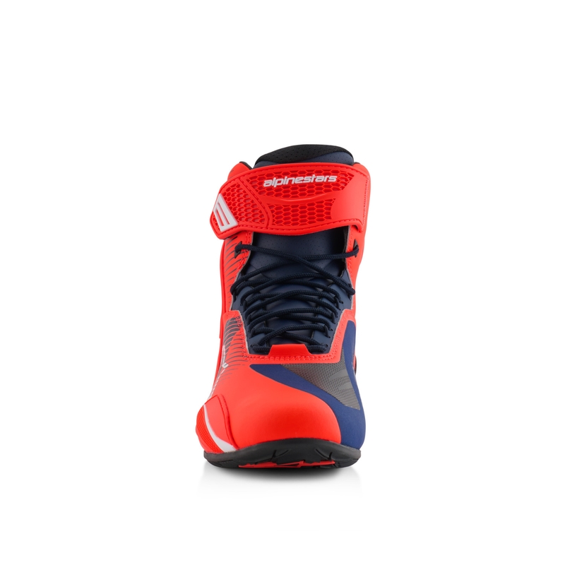 Alpinestars Faster-4 collection MM93 fluo punainen-sininen-valkoinen moottoripyöräsaappaat