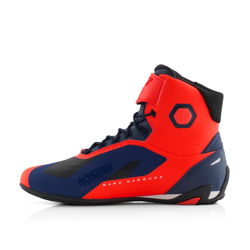 Alpinestars Faster-4 collection MM93 fluo punainen-sininen-valkoinen moottoripyöräsaappaat