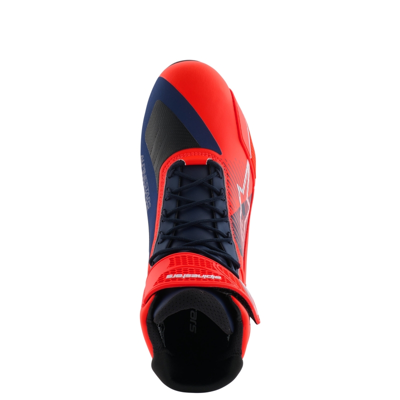 Alpinestars Faster-4 collection MM93 fluo punainen-sininen-valkoinen moottoripyöräsaappaat