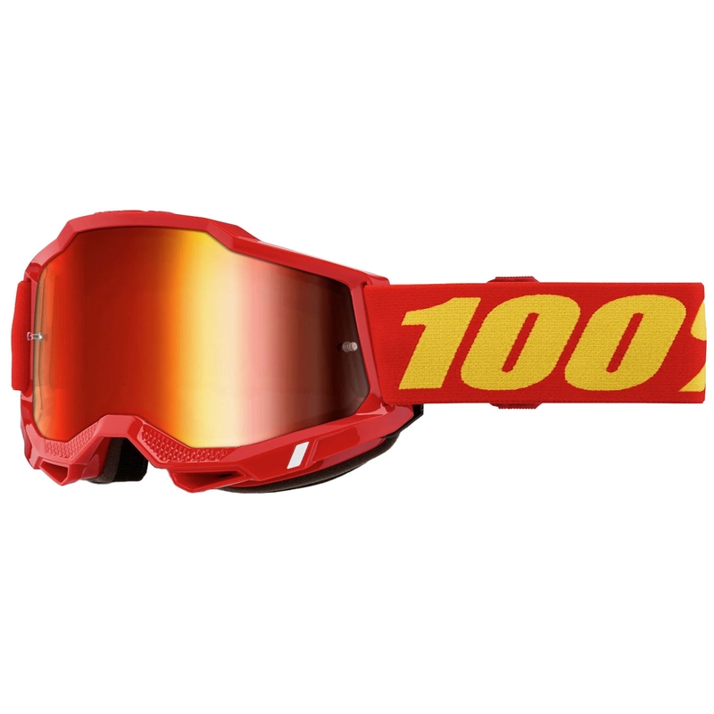 Lasten motocross-lasit 100% ACCURI 2 punaiset punaisella peilipleksillä varustetut lasit