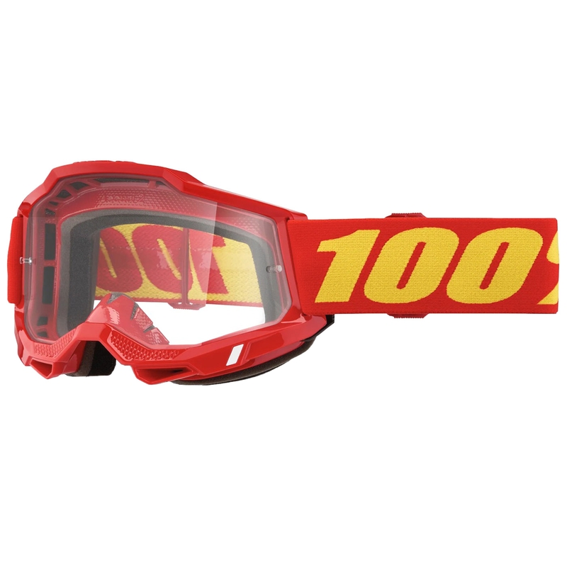 Lasten motocross-lasit 100% ACCURI 2 punainen kirkkaalla pleksillä varustettuna