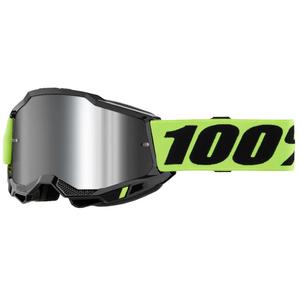 Lasten motocross-lasit 100% ACCURI 2 USA keltainen hopeanvärisellä peilipleksillä varustettuna