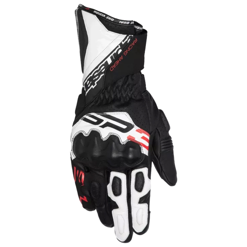 Alpinestars SP-3 musta-valkoinen-fluo-punainen moottoripyöräilykäsineet