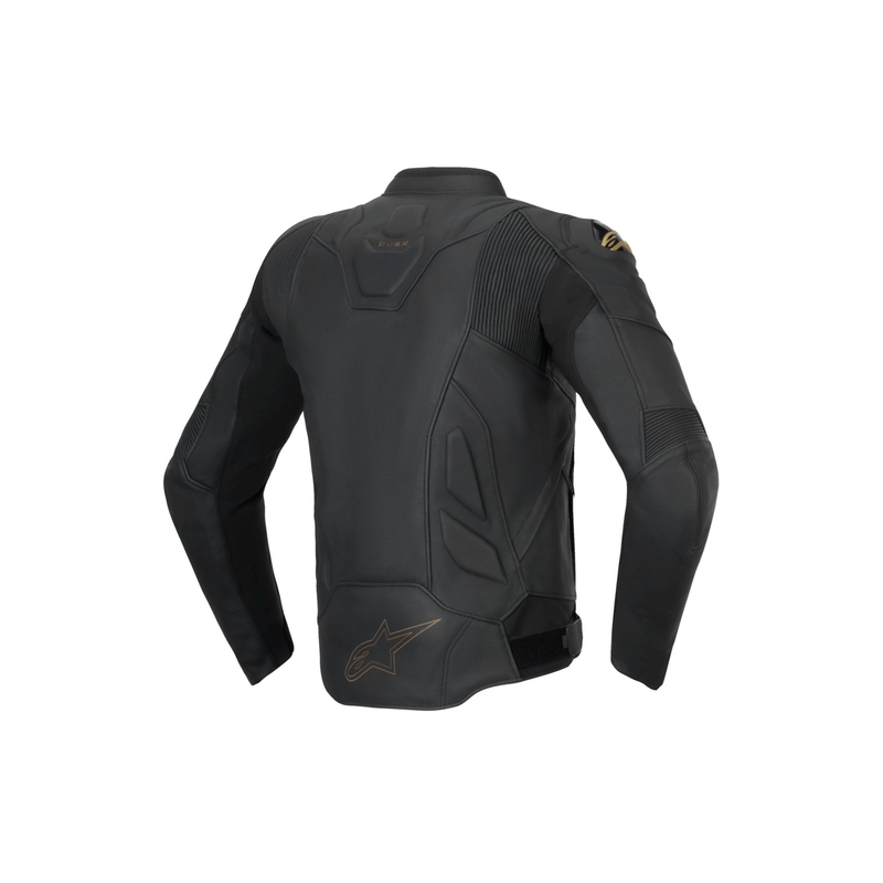 Alpinestars Dusk musta ja kultainen nahkainen moottoripyörätakki