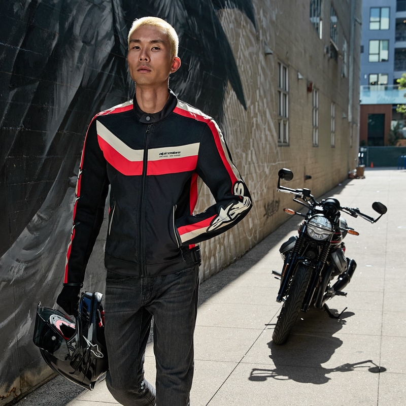 Alpinestars T-Dyno Air Musta-Punainen-Beige Moottoripyöräily takki