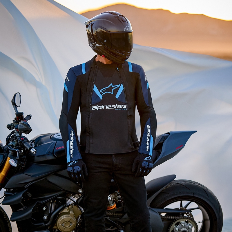 Alpinestars T-Stunt Air Musta-Sininen-Helonsininen Moottoripyöräily takki
