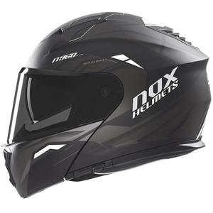 NOX N968 Ultra mattamusta-valkoinen flip-up moottoripyöräilykypärä