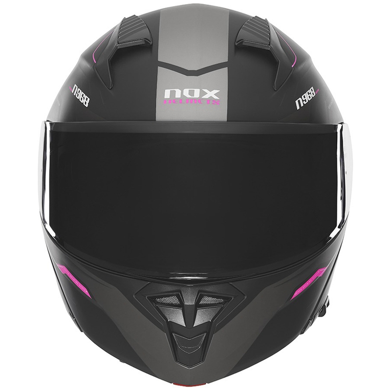 NOX N968 Ultra mattamusta ja vaaleanpunainen flip-up moottoripyöräkypärä