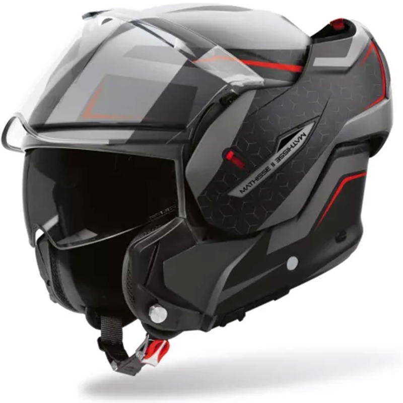 Airoh Mathisse 2 Magnet Matte harmaa-musta-punainen flip-up moottoripyöräkypärä