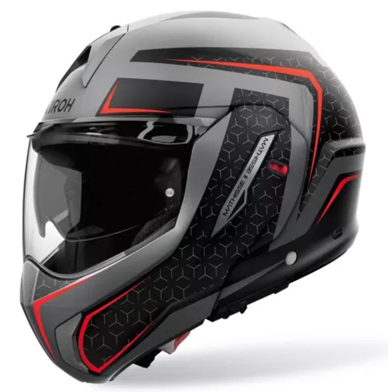 Airoh Mathisse 2 Magnet Matte harmaa-musta-punainen flip-up moottoripyöräkypärä
