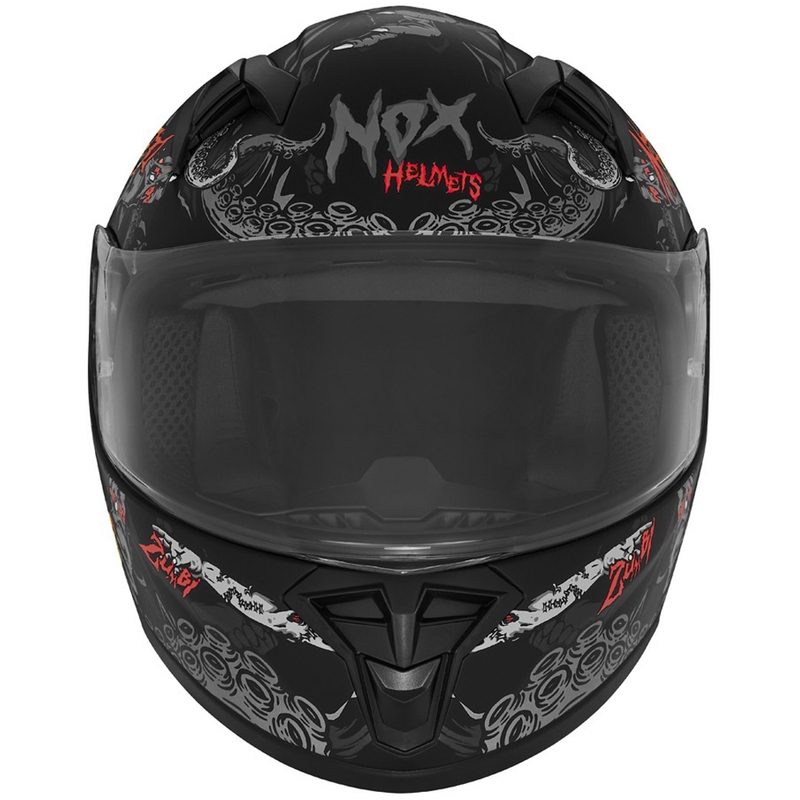 Lapsen integroitu moottoripyöräkypärä NOX N731 ZUMBI matta musta-punainen