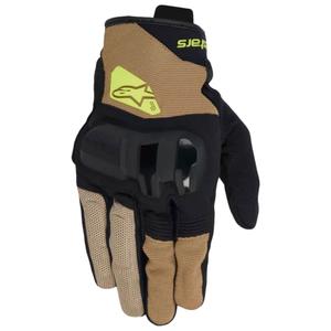 Alpinestars Chrome V2 moottoripyöräilyhanskat tumma khaki-musta-keltainen