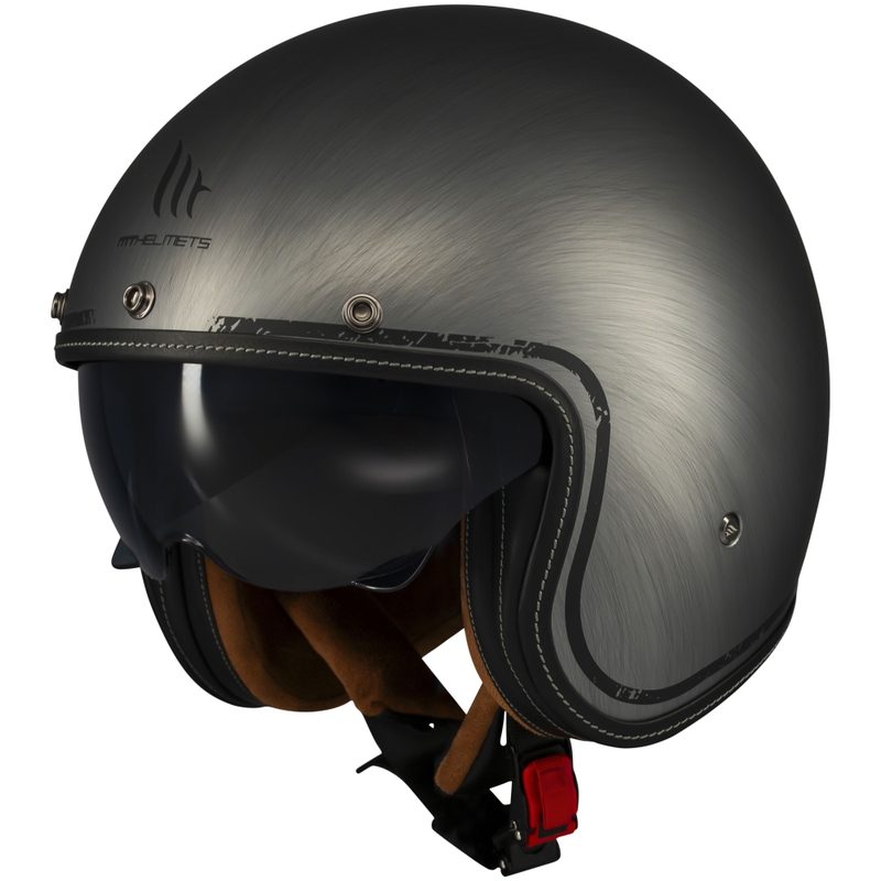 MT Le Mans 2 SV Scratched Chrome Avoin moottoripyöräilykypärä Mattaharmaa