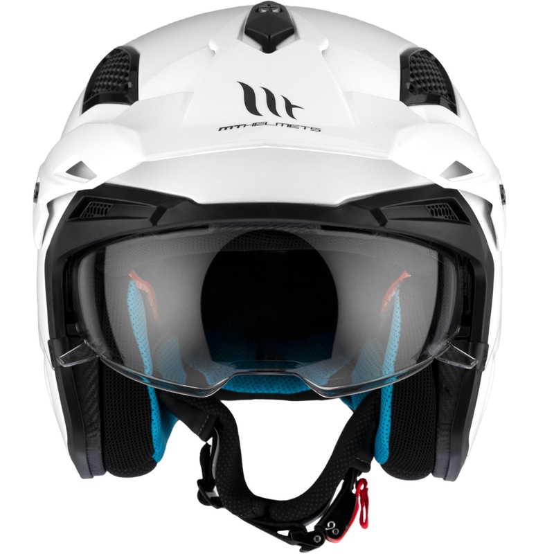 MT District SV Solid White Open Trial Moottoripyöräilykypärä
